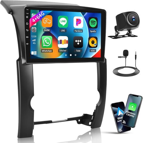 [2+64G] ستيريو سيارة Android 13 لسيارة Kia Sorento 2009-2013 مع Carplay اللاسلكي وAndroid Auto، راديو سيارة بشاشة تعمل باللمس 10.1 بوصة مع وصلة مرآة GPS WiFi Bluetooth FM/RDS HiFi+كاميرا احتياطية in Saudi Arabia