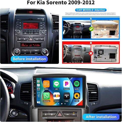 [2+64G] ستيريو سيارة Android 13 لسيارة Kia Sorento 2009-2013 مع Carplay اللاسلكي وAndroid Auto، راديو سيارة بشاشة تعمل باللمس 10.1 بوصة مع وصلة مرآة GPS WiFi Bluetooth FM/RDS HiFi+كاميرا احتياطية in Saudi Arabia