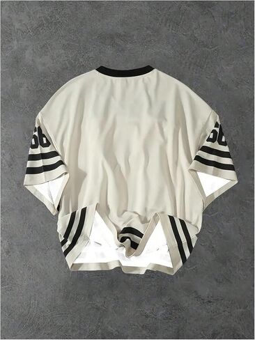 Men's Jersey Shirts Number Print Graphic T-Shirt Y2k Striped Crew Neck Tees Short Sleeve Oversized Sports Streetwear in Saudi Arabia