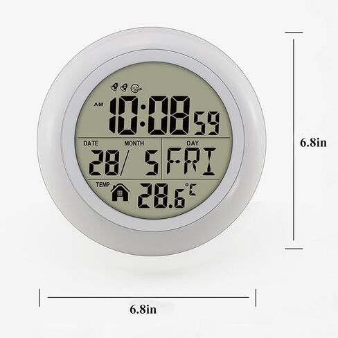Waterproof Bathroom Clock, Shower Wall Clock, Bathroom Digital Wall Clock, Plastic Frame, Flexible for Hanging, Standing, Waterproof Silent Clock for Living Room, Bedroom,Kitchen, Study(Black) ﻿ in Saudi Arabia