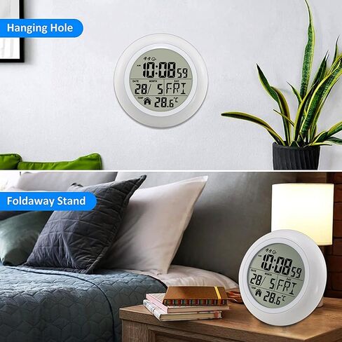 Waterproof Bathroom Clock, Shower Wall Clock, Bathroom Digital Wall Clock, Plastic Frame, Flexible for Hanging, Standing, Waterproof Silent Clock for Living Room, Bedroom,Kitchen, Study(Black) ﻿ in Saudi Arabia
