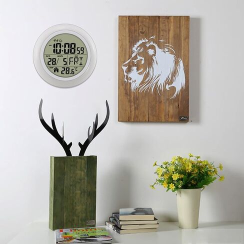 Waterproof Bathroom Clock, Shower Wall Clock, Bathroom Digital Wall Clock, Plastic Frame, Flexible for Hanging, Standing, Waterproof Silent Clock for Living Room, Bedroom,Kitchen, Study(Black) ﻿ in Saudi Arabia
