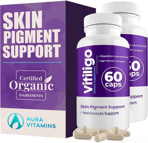 Vitiligo Capsules 60 Count | 1 Month | Improve Skin Pigmentation Support and Reduce White Spots | Effective Vitiligo Supplement | Natural Solution for White Spots on Skin. (1) in Saudi Arabia