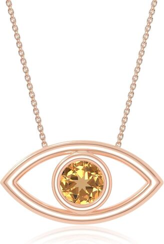 Natural Gemstone Evil Eye Pendant Necklaces for Women in Silver/18K Yellow/Rose Gold Vermeil,Birthstone Jewelry Gifts for Her Birthday,Wedding Anniversary,Christmas,Mothers Day,Graduation, Valentines in Saudi Arabia