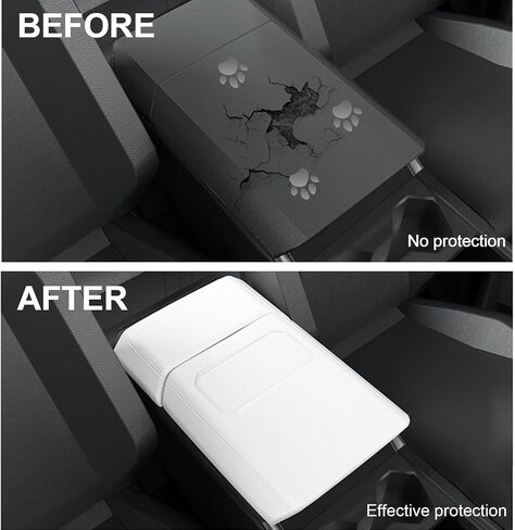 Center Console Armrest Cover Compatible with Tesla Cybertruck 2024 2025, Upgrade Non-Slip Wear-Resistant Arm Rest Protector with Phone Resting Port (Front and Rear Part, White) in Kuwait
