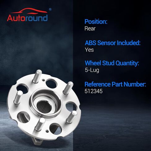 Autoround 512345 محمل العجلات الخلفية وتجميع المحور متوافق مع Honda CR-V 4WD 2007-2011 ، Acura RDX 2007-2012 ، RDX AWD 2017-2018 ، 5 LUG in Saudi Arabia