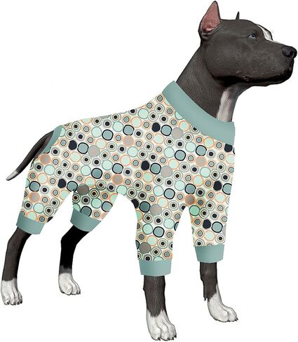 LovinPet Big Dog Pajamas, Post Surgery Onesie UV Protection, Blue Triangle Print, Lightweight Stretchy Big Dogs Pullover Shirt, Full Coverage Large Breed Dog Jammies, Pet PJ's/XL in Kuwait