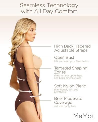 Memoi Braless Bodysuitwear مع ملخصات ملابس صغيرة ، مشكل جسم سلس للنساء - أحجام متوسطة - 1x in Kuwait