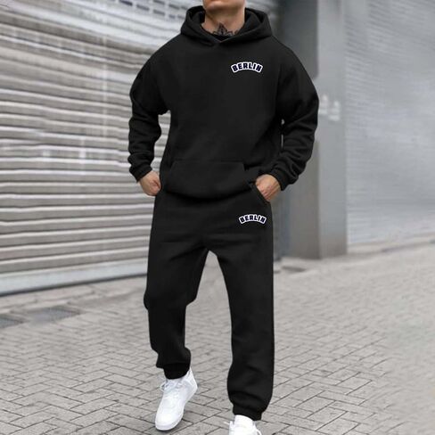 بدلات المسار للرجال مجموعة رسائل شتوية طباعة pullover hoodie tracksuit و joggers sweatpants sports in Saudi Arabia