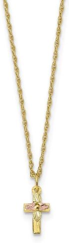Roy Rose Jewelry 10K Tri-Color Gold Black Hills Gold Cross Necklace ~ الطول: 18 بوصة in Saudi Arabia
