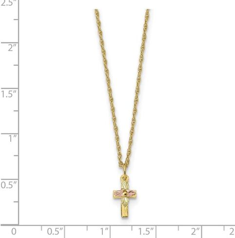 Roy Rose Jewelry 10K Tri-Color Gold Black Hills Gold Cross Necklace ~ الطول: 18 بوصة in Saudi Arabia