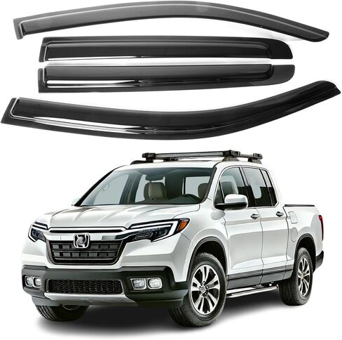 يناسب Honda Ridgeline 2017 2018 2019 2020 2021 2022 2023 2024 Smoke Window Poundor-Sun ، Rain ، وحماية تنفيس ، مجموعة حراسة نافذة ذات 4 قطع. in Kuwait