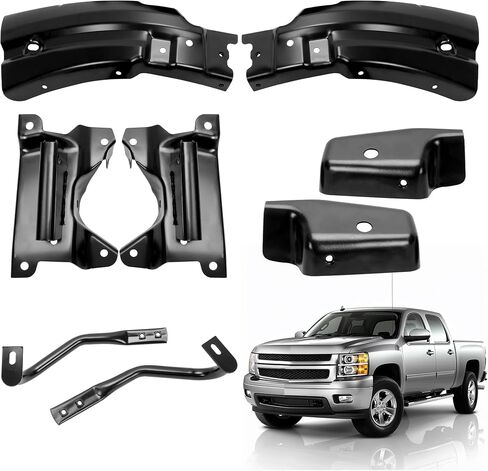 Kuafu Front Bumper Bracket Support Brace Kit متوافقة مع 2007-2013 Chevy Silverado GMC Sierra 1500 استبدال لـ GM1066179 GM1067179 GM1042107 GM1043107 GM1066180 GM1067180 GM1004148 GM1005148 8PCS in Saudi Arabia