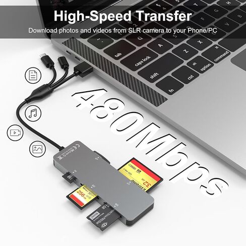 XD Card Reader, SD Card Reader for iPhone, 3 in 1 SD/TF/XD Card Reader Adapter for iPhone/USB C Device, Lightning+USB A+USB C XD Picture Card Adapter for iPhone 16/15/14/15/iPad/PC/Android in Kuwait