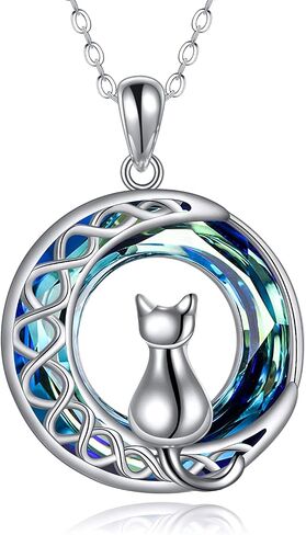 قلادة CRMAD CAT للنساء الفضة الفضية الفضية Celtic Moon قلادة المجوهرات الأيرلندية in Kuwait
