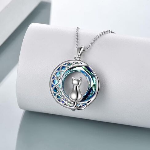 قلادة CRMAD CAT للنساء الفضة الفضية الفضية Celtic Moon قلادة المجوهرات الأيرلندية in Kuwait