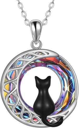 قلادة CRMAD CAT للنساء الفضة الفضية الفضية Celtic Moon قلادة المجوهرات الأيرلندية in Kuwait