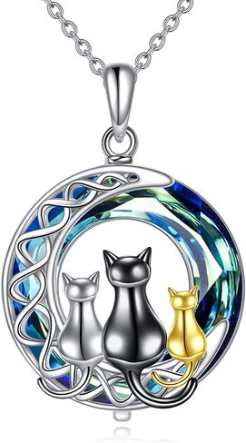 قلادة CRMAD CAT للنساء الفضة الفضية الفضية Celtic Moon قلادة المجوهرات الأيرلندية in Saudi Arabia