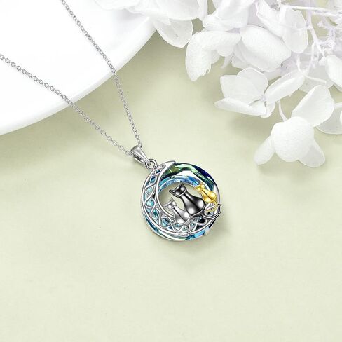 قلادة CRMAD CAT للنساء الفضة الفضية الفضية Celtic Moon قلادة المجوهرات الأيرلندية in Saudi Arabia