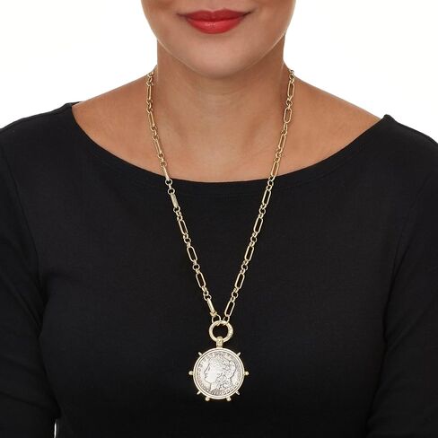Palm Beach Jewelry Goldtone Morgan Silver Dollar Coin Replica Netclace 24 بوصة in Saudi Arabia