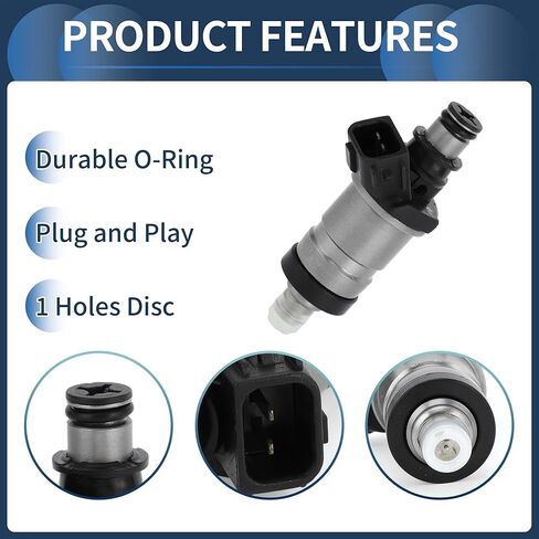 Fuel Injector, Engine Fuel Injection Nozzle No.06164-P2J-000 for Honda Civic EX 1996-1998 1.6L for Honda Accord DX 1998-2002 2.3L Black, 4 Pcs in Saudi Arabia