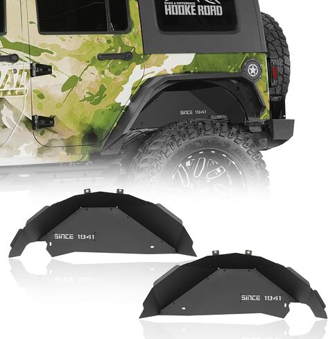 HOOKE ROAD Aluminium Wrangler JK Bear Fender Liners Wheel Well Liner for 2007-2018 Jeep Wrangler JK & Unlimited 2/4 Doors ، 2pcs Cover Lightweight Guard in Saudi Arabia