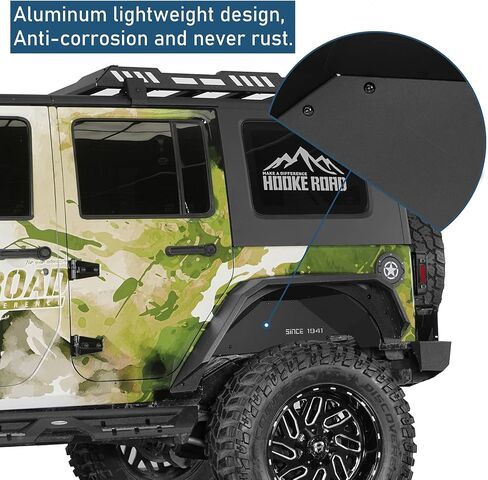 HOOKE ROAD Aluminium Wrangler JK Bear Fender Liners Wheel Well Liner for 2007-2018 Jeep Wrangler JK & Unlimited 2/4 Doors ، 2pcs Cover Lightweight Guard in Saudi Arabia