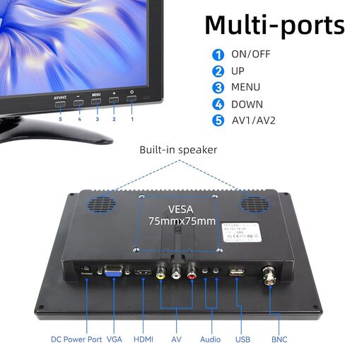 15.6 بوصة شاشة الكمبيوتر 1600 × 900 جهاز كمبيوتر صغير مع منافذ HDMI VGA AV BNC USB ، 60 هرتز ، 5 مللي ثانية ، VESA ، التحكم عن بُعد ، مكبرات صوت مدمجة في Office Home Office in Kuwait