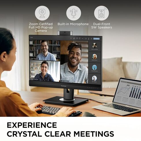 ViewSonic VG3457CV 34 Inch Ultrawide QHD 1440p Curved Video Conferencing Docking Monitor with Windows Hello Compatible IR Webcam, Advanced Ergonomics, and 100W USB C for Home and Office in Kuwait