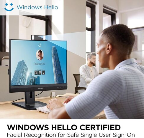 ViewSonic VG3457CV 34 Inch Ultrawide QHD 1440p Curved Video Conferencing Docking Monitor with Windows Hello Compatible IR Webcam, Advanced Ergonomics, and 100W USB C for Home and Office in Kuwait