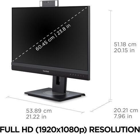 ViewSonic VG3457CV 34 Inch Ultrawide QHD 1440p Curved Video Conferencing Docking Monitor with Windows Hello Compatible IR Webcam, Advanced Ergonomics, and 100W USB C for Home and Office in Kuwait