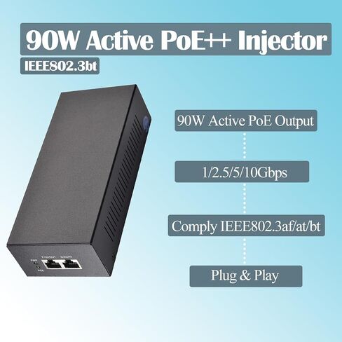 2.5Gbps 30W Active PoE Injector, Convert Non-PoE to PoE Injector Adapter, Up to 100 Meter Max 30W Active PoE Output, 100-240V Input, 1G/2.5Gbps Rates (PSE30WG-B) in Kuwait