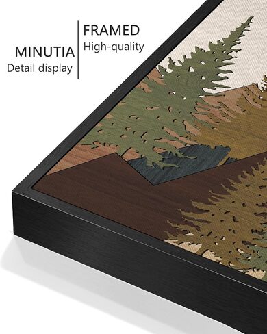 KUVIOKE Landscape Mountain Wall Art Set Sunrise Pine Tree Forest Nature Scenry Wilderness Farmhouse Rustic Modern Art Decorative for Living Room Bedroom 11x 14in (Natural Framed) in Saudi Arabia