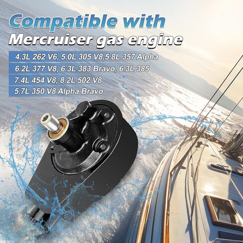 Power Steering Pump Compatible with Mercruiser gas engine fit for 4.3L 262 V6, 5.0L 305 V8, 5.7L 350 V8 Alpha Bravo, 5.8L 357 Alpha, 6.2L 377 V8, 6.3L 383 Bravo, 6.3L 385, 7.4L 454 V8, 8.2L 502 V8 in Saudi Arabia