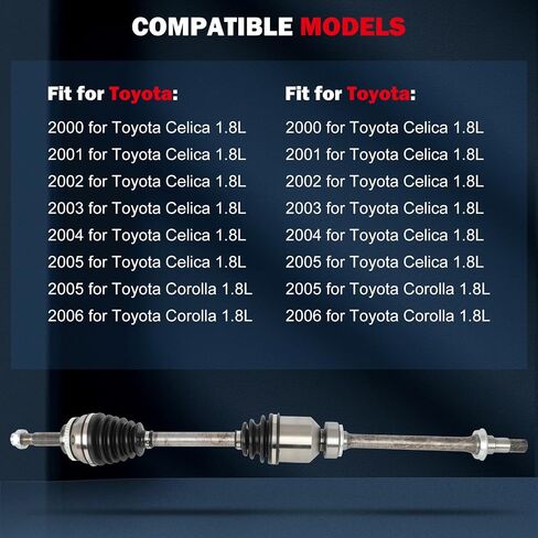 CCIYU 66-5204 CV AXLE SHAFT ASSEMBLY FIT 2000-2005 لـ TOYOTA CELICA 1.8L ، 2005-2006 TOYOTA COROLLA in Saudi Arabia