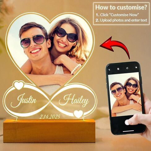 إطارات صور مخصصة مع صورة ، إطار صور مخصص مع ضوء ليلي ، إطار صورة مخصص ، هدايا عيد ميلاد الذكرى المخصصة للنساء الرجال in Saudi Arabia