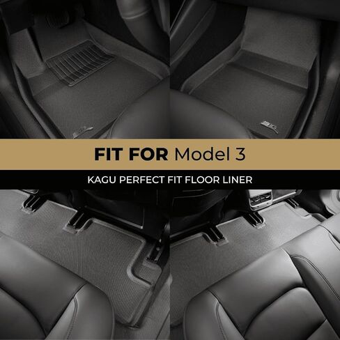 3D MAXpider Custom Fit Kagu Floor Mat (Black) Compatible with Tesla Model 3 2020-2023 - Full Set in Saudi Arabia