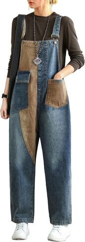 LAI MENG FIVE CATS Womens Denim Bib Pants Jumpsuits Straight Leg Jeans Adjustable Strap With Pockets Overalls in Saudi Arabia