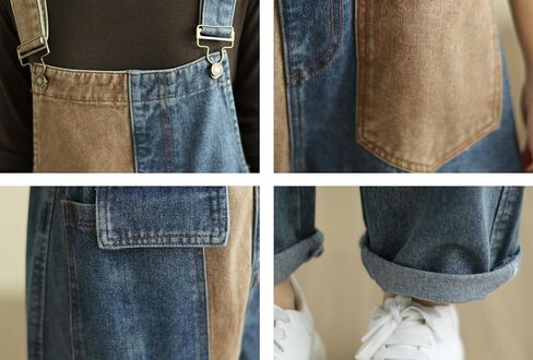 LAI MENG FIVE CATS Womens Denim Bib Pants Jumpsuits Straight Leg Jeans Adjustable Strap With Pockets Overalls in Saudi Arabia