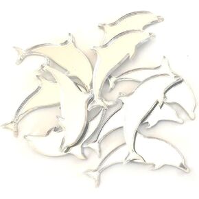 Super Cool Creations Dolphin Shaped Crafting Mirrors, Set of 10, Many Colours, Shatterproof Acrylic, Silver Mirror, Pack of 10 x 8cm in Kuwait