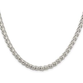 Diamond2Deal Sterling Silver 5mm Round Spiga Chain Necklace Fine Jewelry Gift for Women in Saudi Arabia