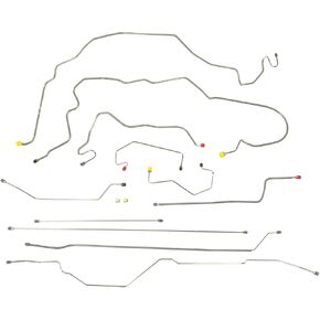 Inline Tube Compatible with 1997-03 Ford F150 2WD, All Cab & Bed Lengths, Rear Drum Four-Wheel ABS Complete Brake Line Kit 9pc Stainless in Kuwait