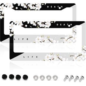 Ocean Waves and Flower License Plate Frame 2 Pack, Auto Car Accessories Front Rear License Plate Cover Holder Decoration Aluminum Car Tag Frame for Women Men 12.3 X 6.3 inch 2 Holes with Screws in Saudi Arabia