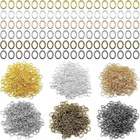 1800pcs Oval Jump Rings 4 Sizes Open Jump Rings Stainless Steel Jump Rings Jewelry Connectors Chain Links Jump Rings Bulk for Earring Bracelet Necklace Jewelry Making DIY Craft(3 Colors) in Kuwait