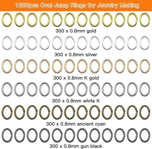 1800pcs Oval Jump Rings 4 Sizes Open Jump Rings Stainless Steel Jump Rings Jewelry Connectors Chain Links Jump Rings Bulk for Earring Bracelet Necklace Jewelry Making DIY Craft(3 Colors) in Kuwait