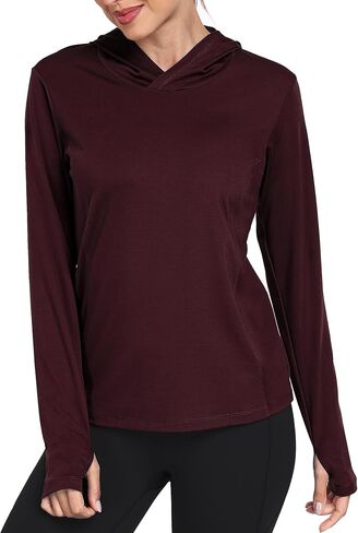 Women's Long Sleeve Hoodie Workout Shirts Athletic Hiking T Shirts Lightweight Quick Dry Tops in Kuwait
