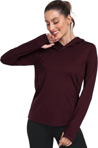 Women's Long Sleeve Hoodie Workout Shirts Athletic Hiking T Shirts Lightweight Quick Dry Tops in Kuwait