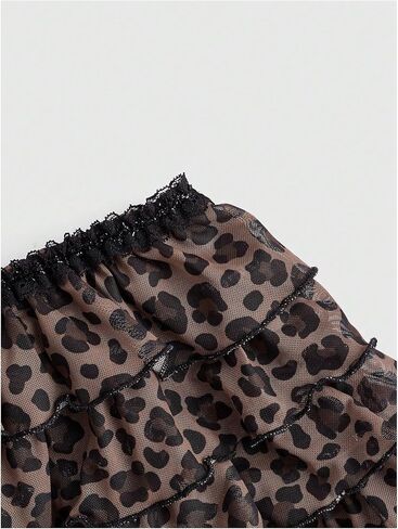 WDIRARA Women's Plus Size 2 Piece Outfits Leopard Print Ruffle Layered Shorts Sets in Saudi Arabia