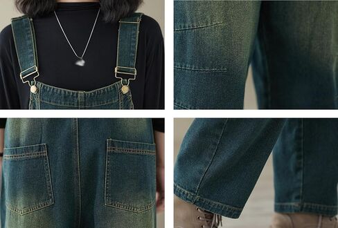LAI MENG FIVE CATS Womens Denim Bib Pants Jumpsuits Straight Leg Jeans Adjustable Strap With Pockets Overalls in Saudi Arabia
