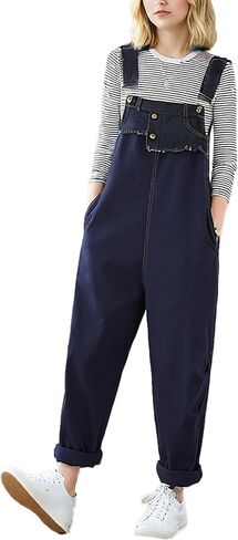 LAI MENG FIVE CATS Womens Denim Bib Pants Jumpsuits Straight Leg Jeans Adjustable Strap With Pockets Overalls in Saudi Arabia